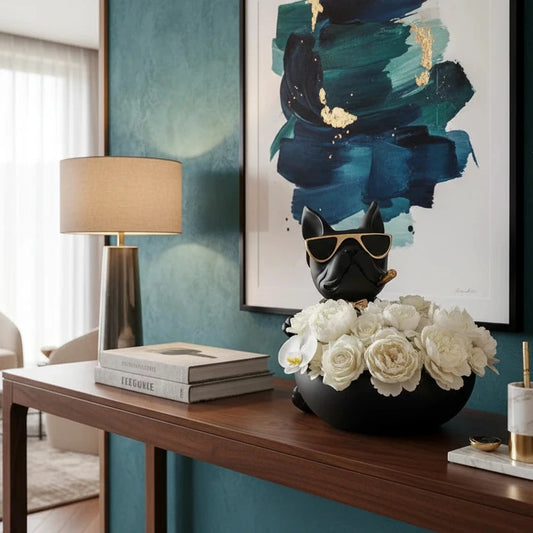 Vide-poche Statuette Bouledogue Français "Gentleman" – Décoration Design Noir & Or